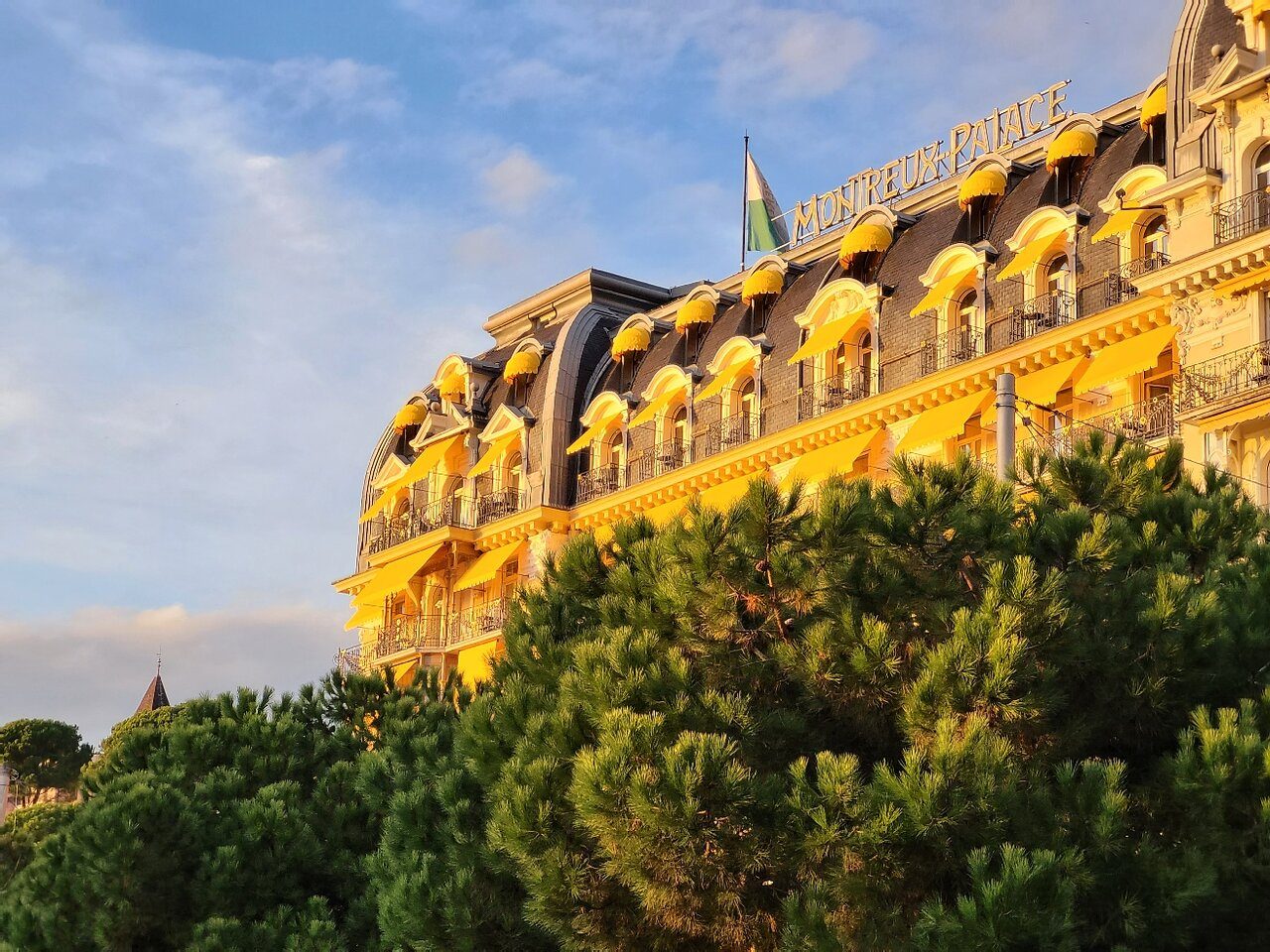 Fairmont Le Montreux Palace at golden hour